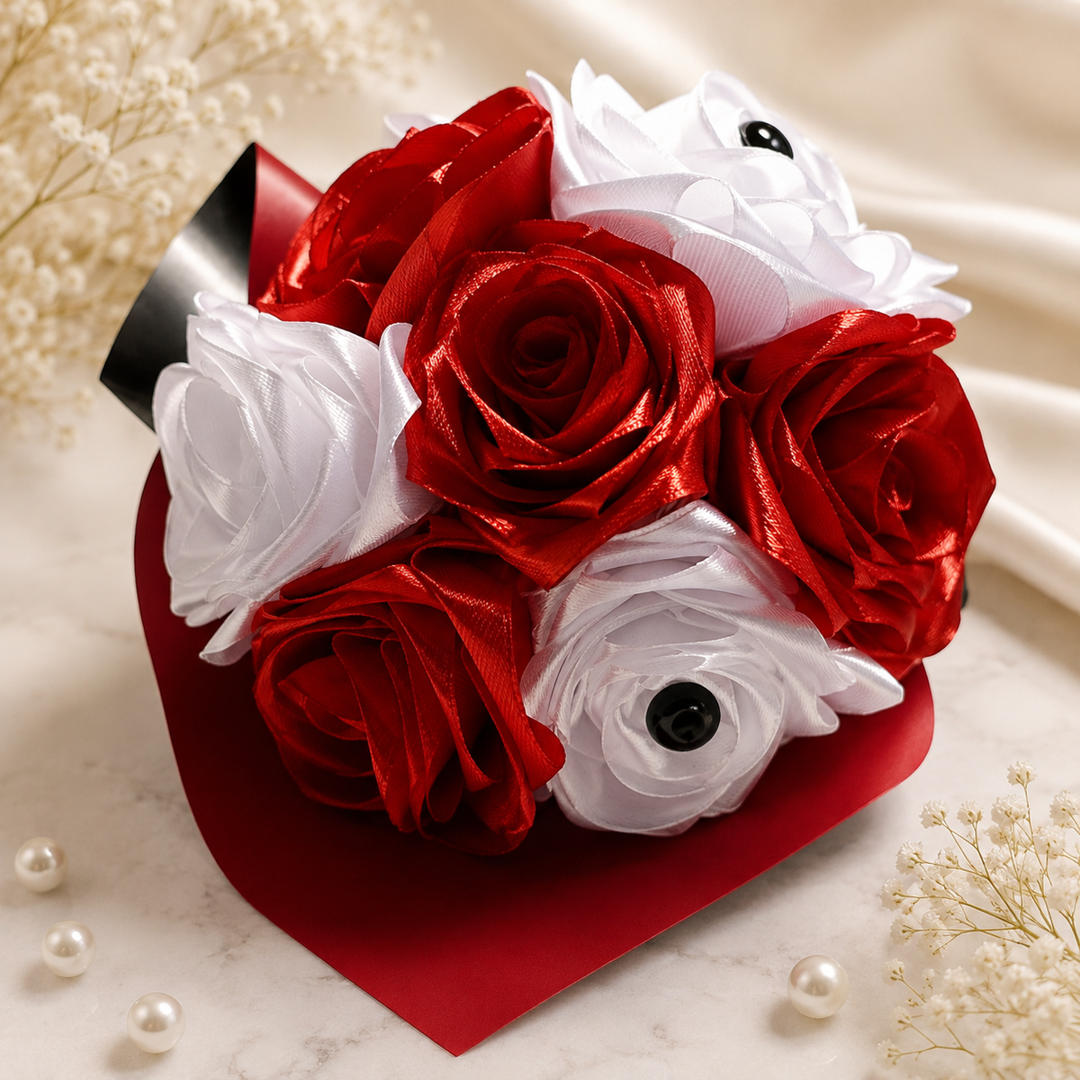 Bouquet de roses en tissu personnalisé – Création florale artisanale
