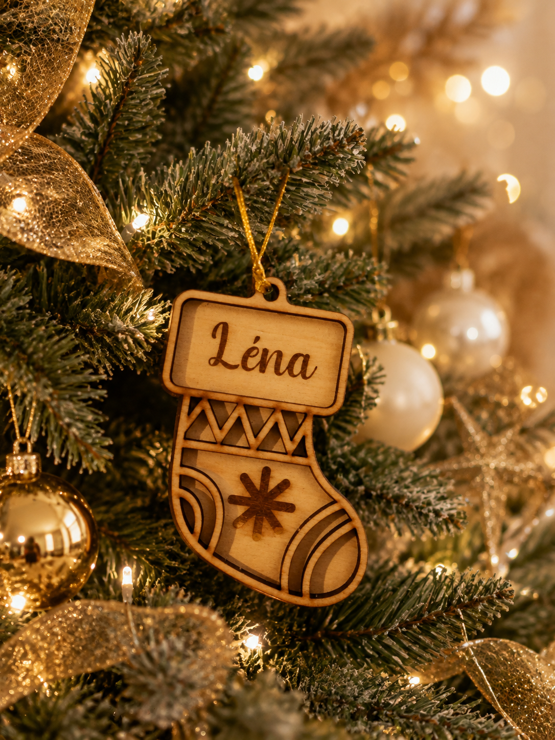 Ornement de Noël personnalisé en bois – Décoration de sapin sur mesure