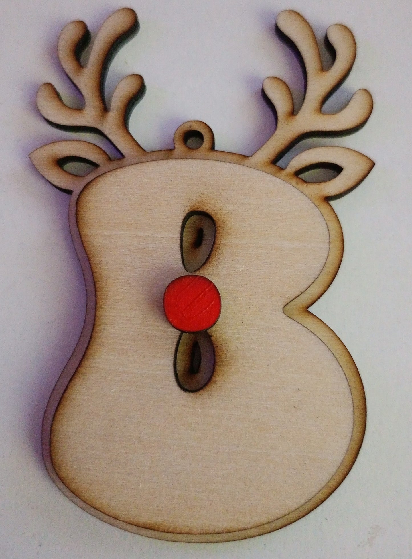 Décoration de Noël en Bois – Renne au Nez Rouge – Ornement Festif pour Sapin