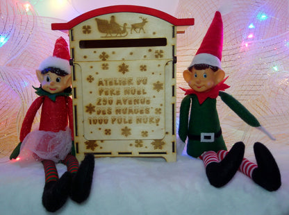 Boîte aux lettres du Père Noël en bois – Décoration de Noël artisanale