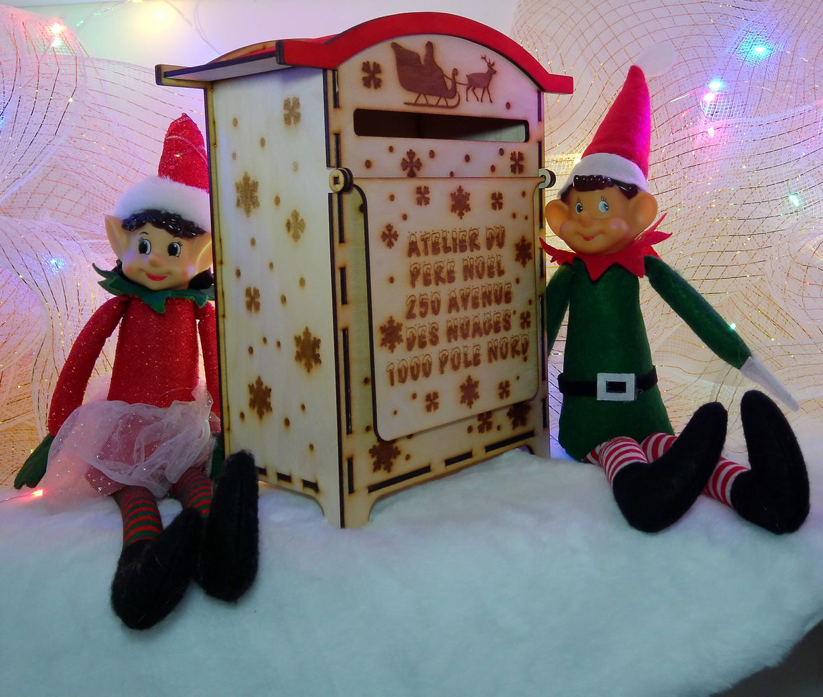 Boîte aux lettres du Père Noël en bois – Décoration de Noël artisanale