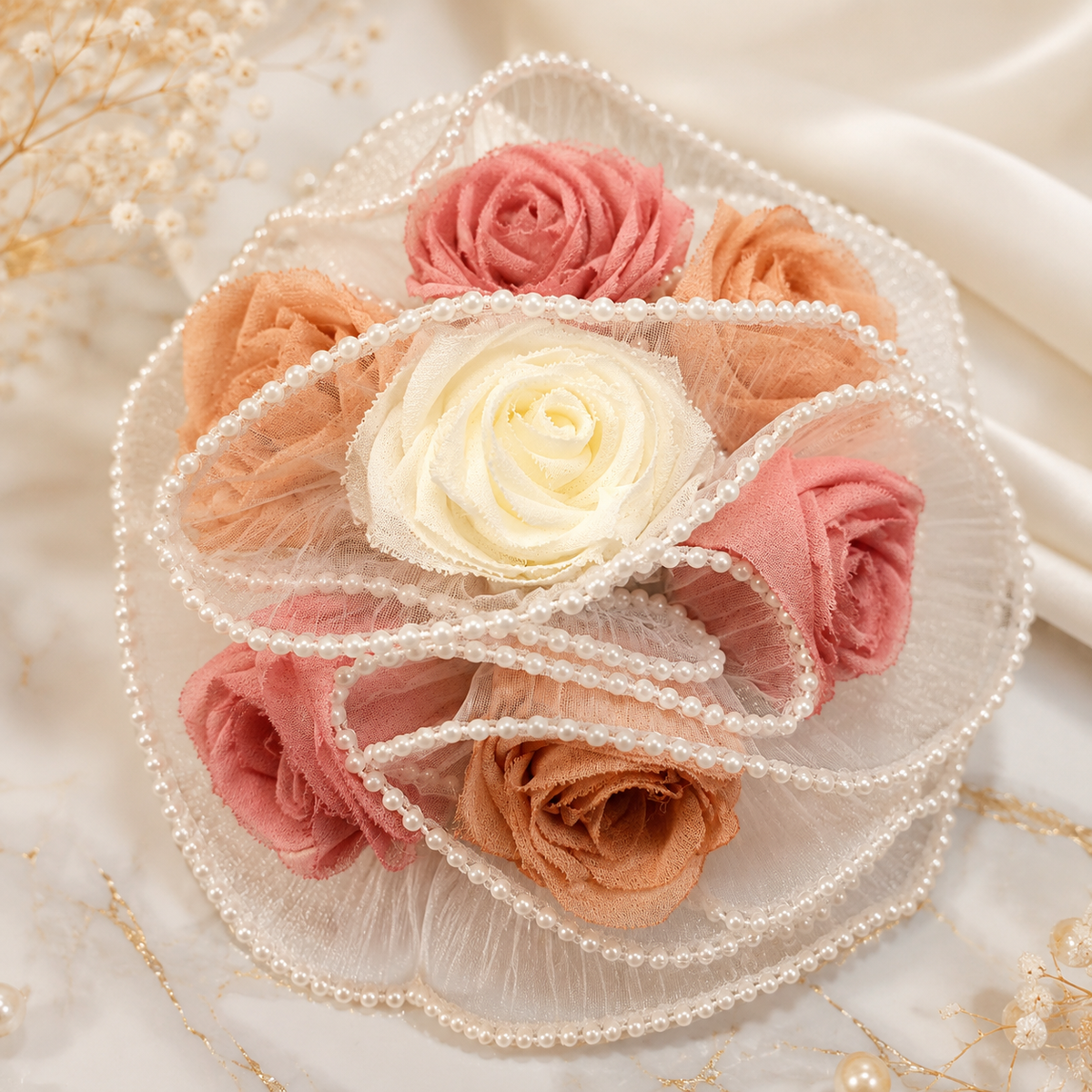 Bouquet de roses en tissu personnalisé – Création florale artisanale