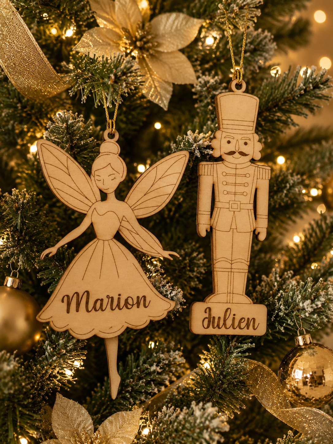 Ornement de Noël personnalisé en bois – Décoration de sapin sur mesure