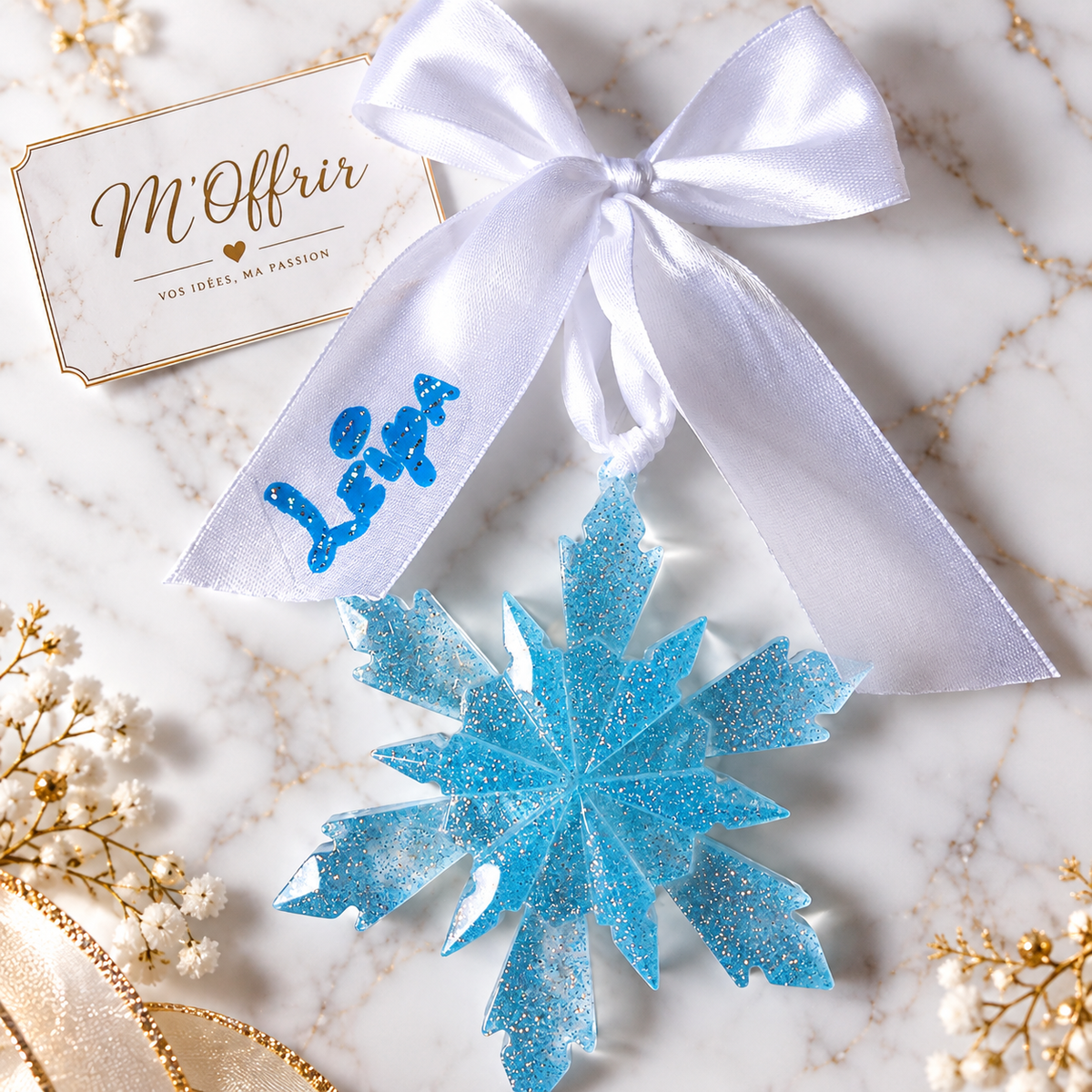 Flocon de Noël personnalisé en résine
