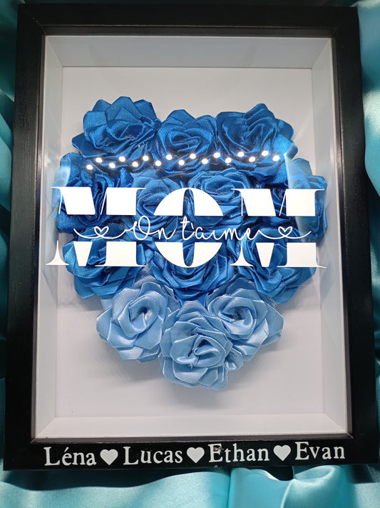 💙 Cadre Floral Personnalisé "MOM – On t’aime" 💙 Un cadeau unique pour une maman exceptionnelle