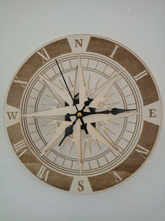 🧭 Horloge Murale "Rose des Vents" Personnalisable