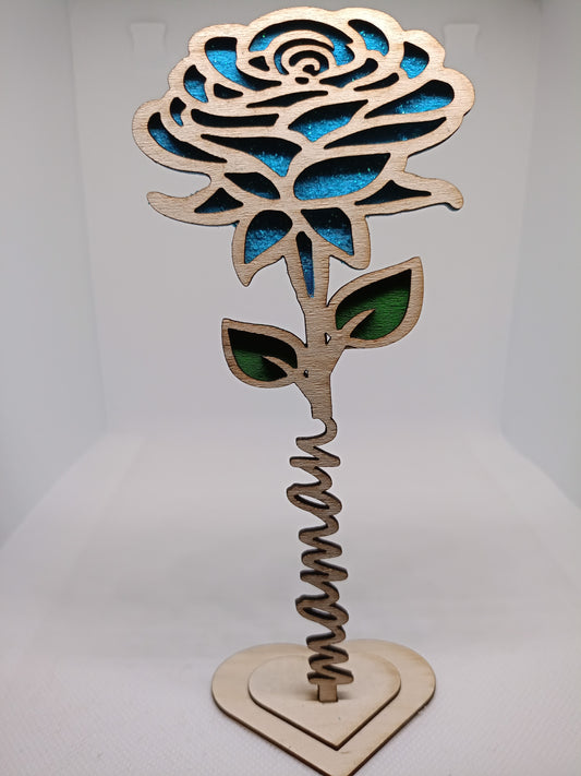 🌹 Rose en Bois "Maman" – Cadeau Unique pour la Fête des Mères