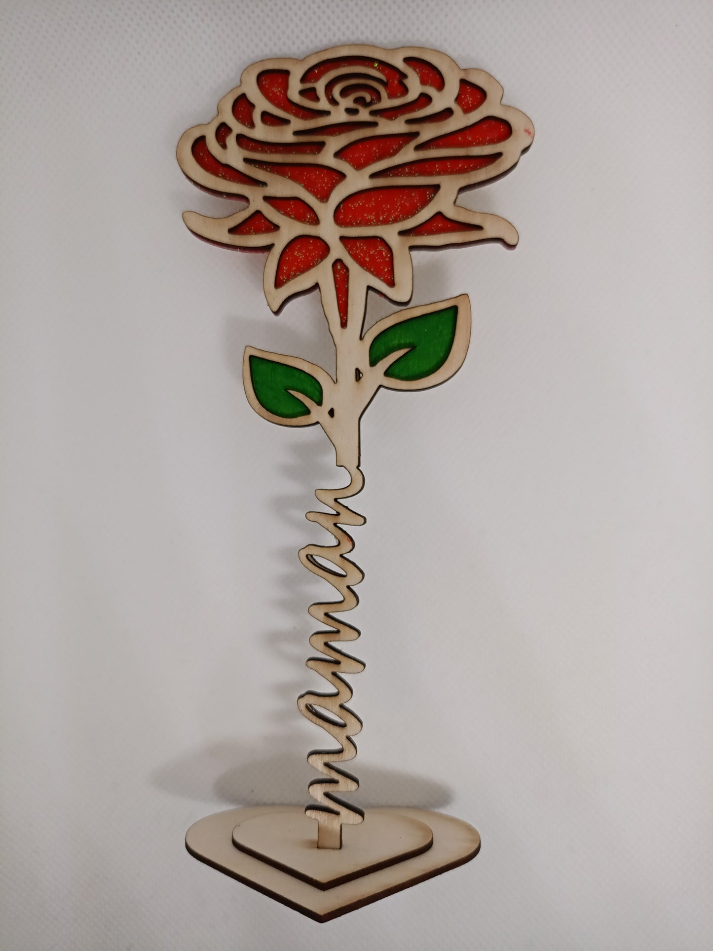 🌹 Rose en Bois "Maman" – Cadeau Unique pour la Fête des Mères