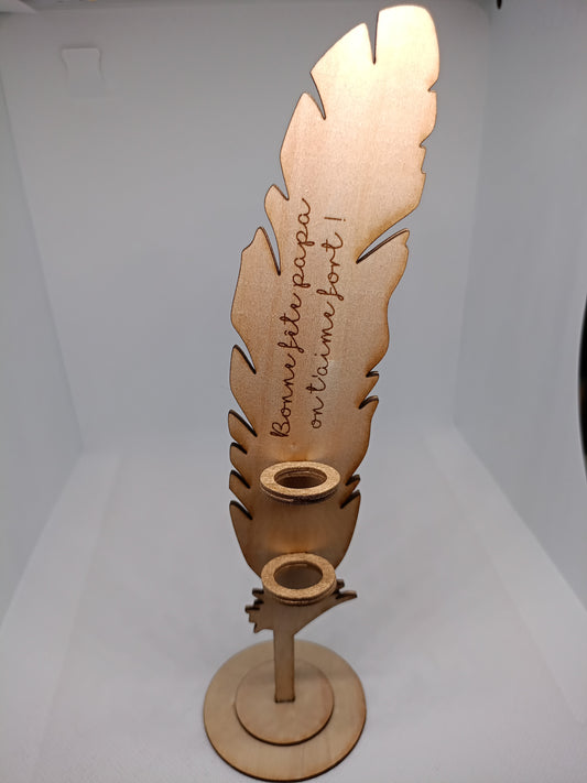 💝 Support décoratif en bois – “Bonne fête papa, on t’aime fort !”