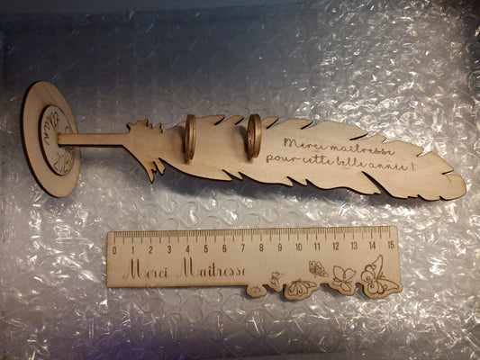 🎁 Set cadeau bois – “Merci maîtresse / maître / ATSEM / nounou”