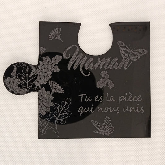 🧩 Pièce de puzzle personnalisée "Maman - Tu es la pièce qui nous unis"