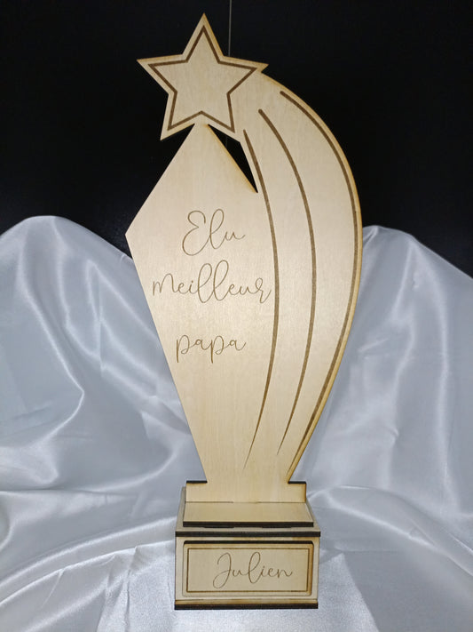 Trophée en bois personnalisé – Élu Meilleur Papa