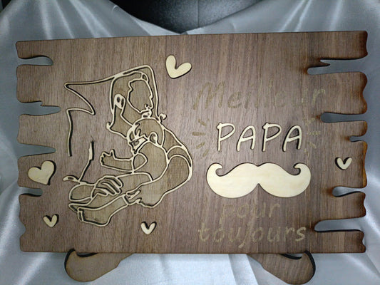 Plaque en bois gravée – Meilleur Papa pour toujours