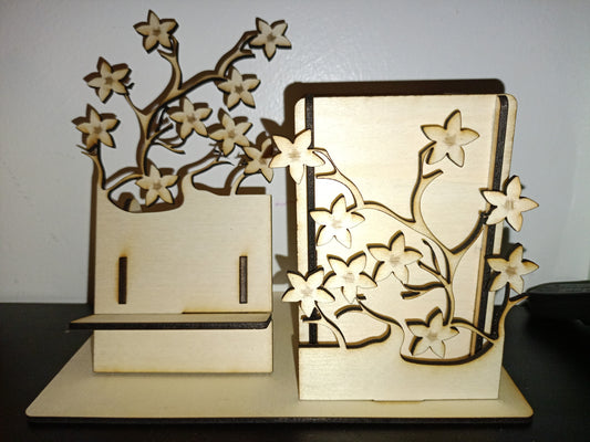 🌸 Support décoratif en bois - Motif floral