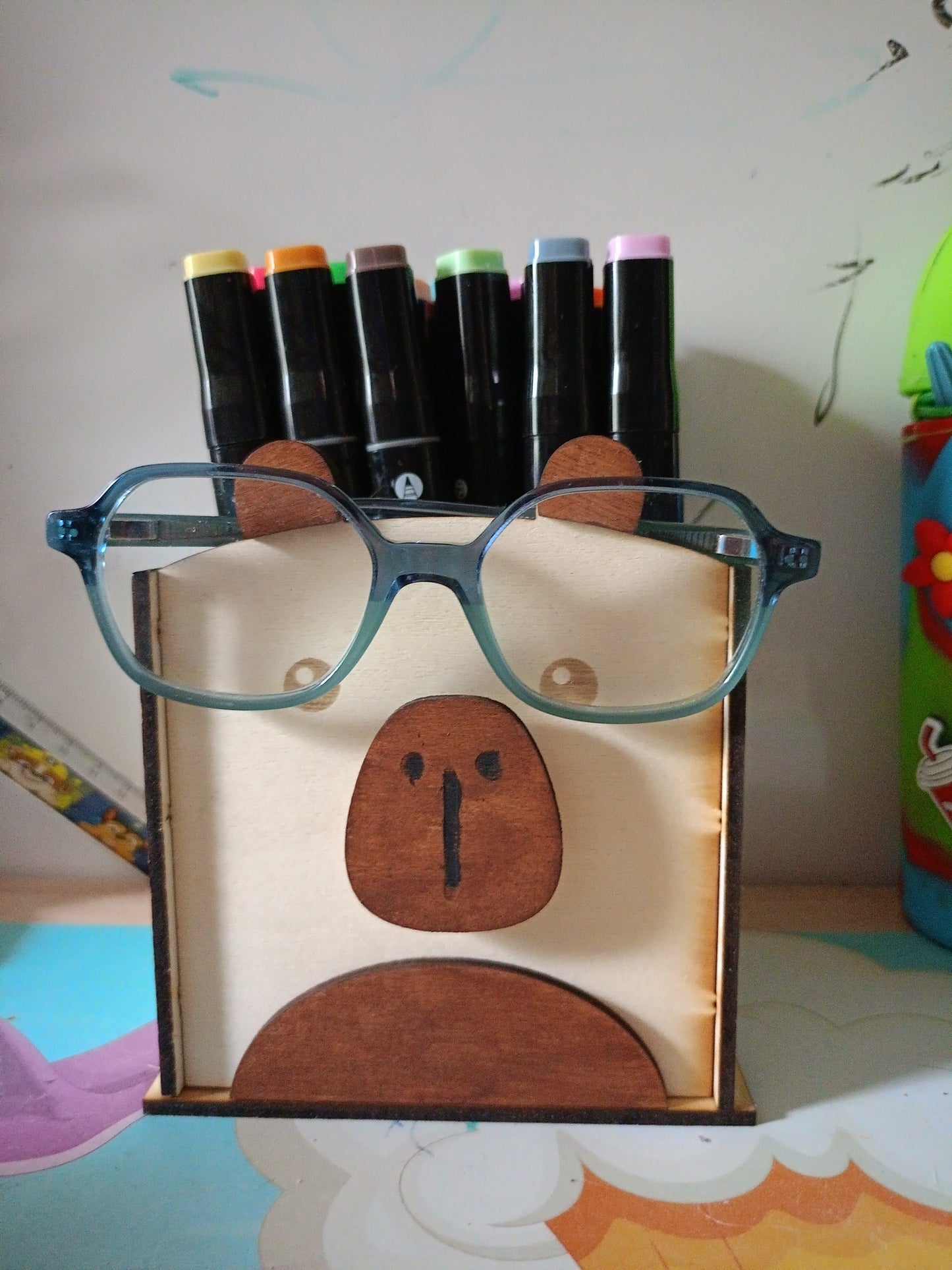 🐾 Pot à crayons en bois - Chat mignon personnalisé