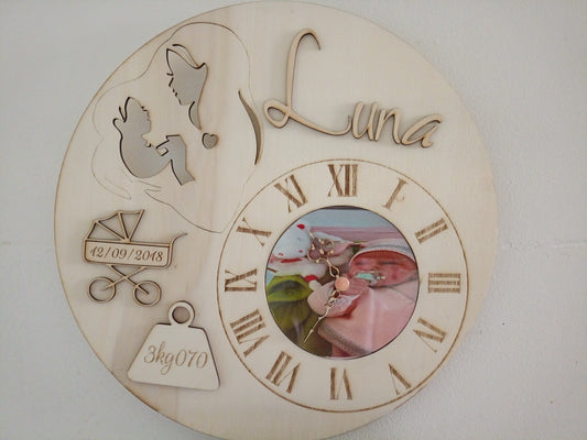 Horloge murale personnalisée naissance – Cadeau unique et souvenir éternel