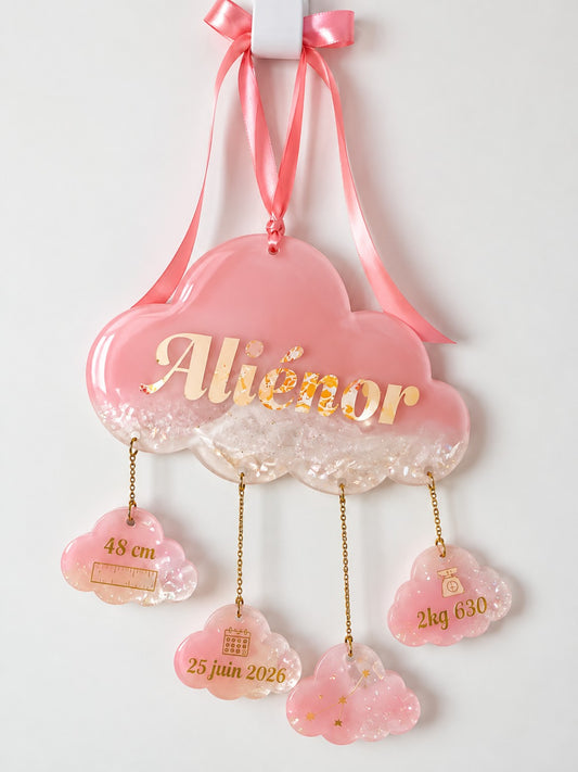 Nuage de naissance personnalisé en résine – Souvenir bébé