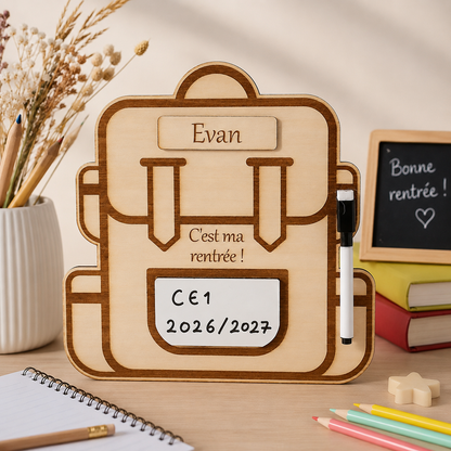 Pancarte rentrée des classes personnalisée en bois – Réutilisable