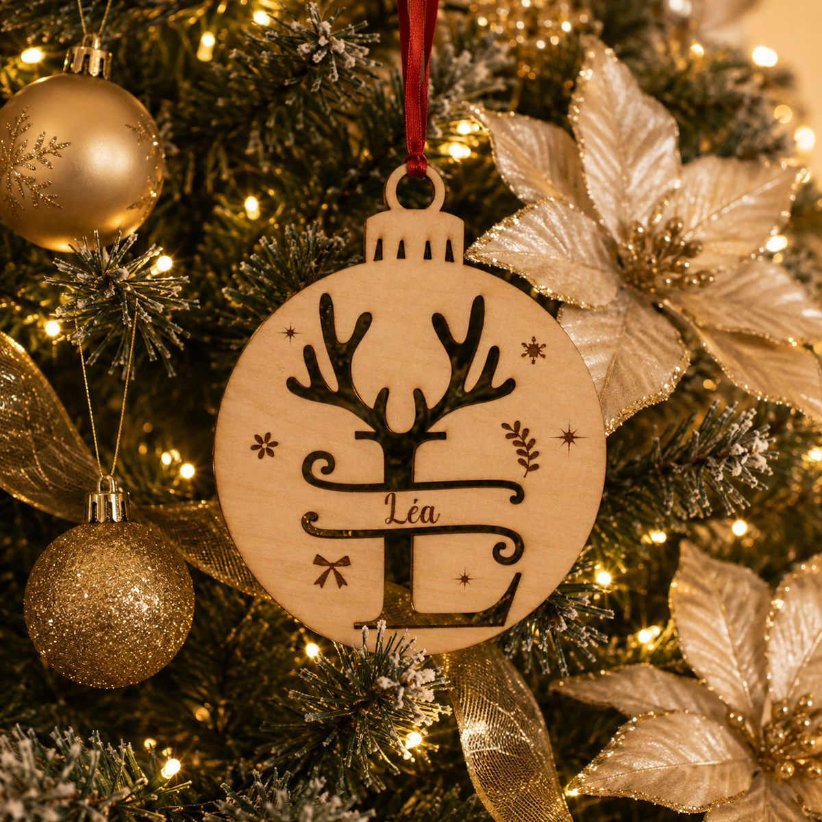Ornement de Noël personnalisé en bois – Décoration de sapin sur mesure