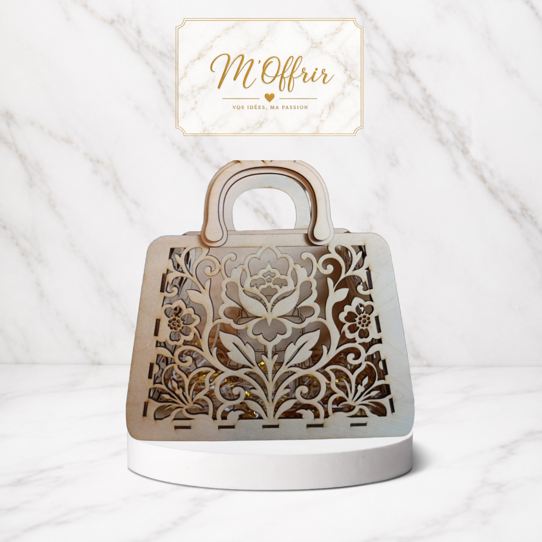 Sac à main en bois décoratif | Décoration événement & vitrine