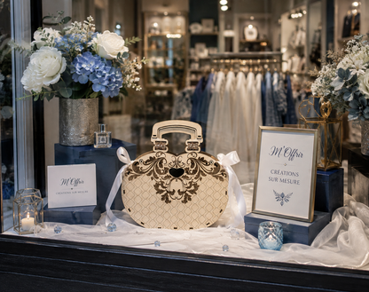 Sac décoratif en bois – Décoration de vitrine & événement